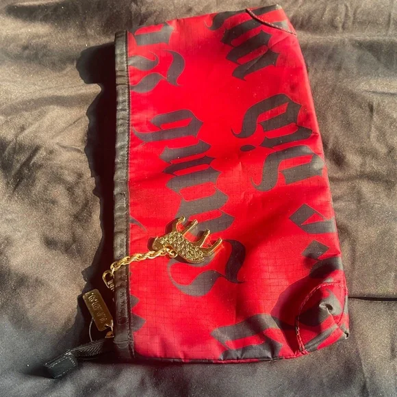 L.A.M.B. Lesportsac Red and Black Clutch with Charm Detail